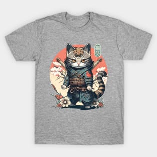 Samurai Cat Tattoo, Kawaii Ninja Cat T-Shirt